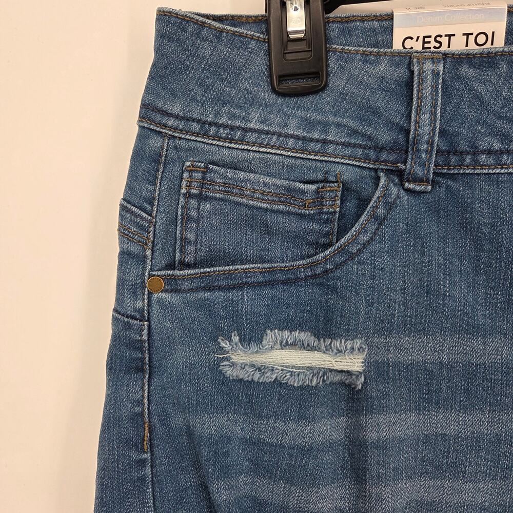 NEW C'est Toi Denim Shorts Raw Hem Distressed Butt Boosting W8857 Size XL - Picture 2 of 7